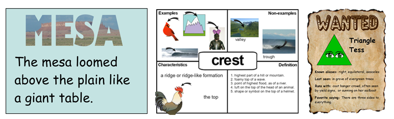 samples of vocabulary projects at level 1 and 2 of Webb’s Depth of Knowledge