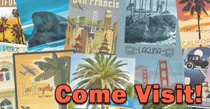 image of travel postcards with come visit text